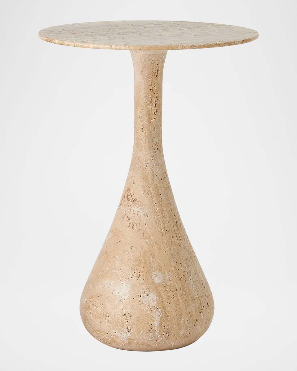 Dea Large Accent Table, Travertine